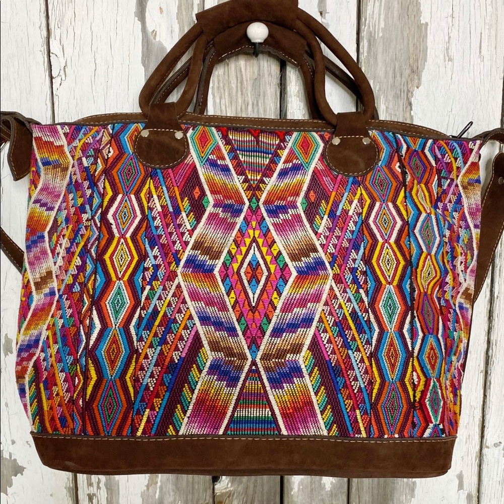 Huipil overnight bag vintage textile one of a kind